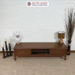 میز تلویزیون کلاسیک چوب و MDF مدل ۱۳۲ سهیل (روکش طبیعی چوب بلوط)
