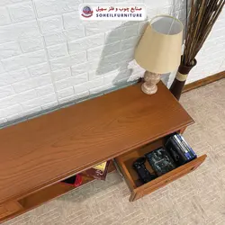 میز تلویزیون کلاسیک چوب و MDF مدل ۱۳۲ سهیل (روکش طبیعی چوب بلوط)