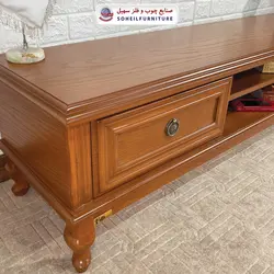 میز تلویزیون کلاسیک چوب و MDF مدل ۱۳۲ سهیل (روکش طبیعی چوب بلوط)