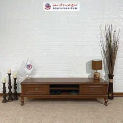 میز تلویزیون کلاسیک چوب و MDF مدل ۱۳۲ سهیل (روکش طبیعی چوب بلوط)