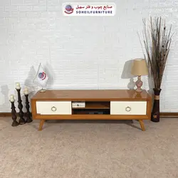 میز تلویزیون مدرن چوب و MDF مدل 133 سهیل (روکش طبیعی چوب بلوط)