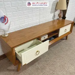 میز تلویزیون مدرن چوب و MDF مدل 133 سهیل (روکش طبیعی چوب بلوط)