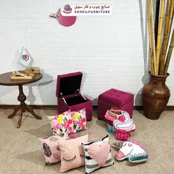 مبل پاف باکس مدرن مدل 1077 سهیل (باکس چوبی وسایل و لباس)