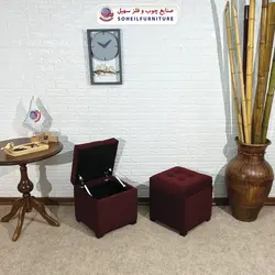 مبل پاف باکس مدرن مدل 1077 سهیل (باکس چوبی وسایل و لباس)