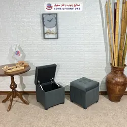 مبل پاف باکس مدرن مدل 1077 سهیل (باکس چوبی وسایل و لباس)