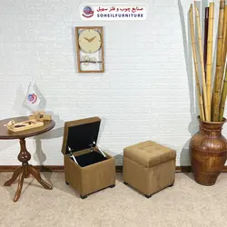 مبل پاف باکس مدرن مدل 1077 سهیل (باکس چوبی وسایل و لباس)
