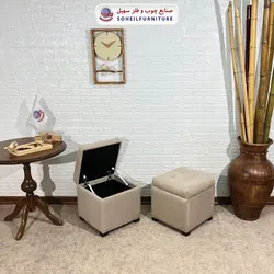مبل پاف باکس مدرن مدل 1077 سهیل (باکس چوبی وسایل و لباس)