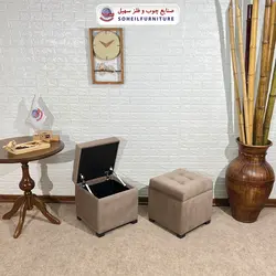 مبل پاف باکس مدرن مدل 1077 سهیل (باکس چوبی وسایل و لباس)