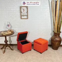 مبل پاف باکس مدرن مدل 1077 سهیل (باکس چوبی وسایل و لباس)
