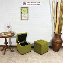 مبل پاف باکس مدرن مدل 1077 سهیل (باکس چوبی وسایل و لباس)
