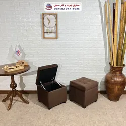 مبل پاف باکس مدرن مدل 1077 سهیل (باکس چوبی وسایل و لباس)