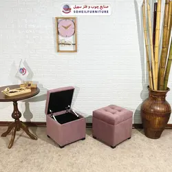 مبل پاف باکس مدرن مدل 1077 سهیل (باکس چوبی وسایل و لباس)