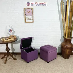 مبل پاف باکس مدرن مدل 1077 سهیل (باکس چوبی وسایل و لباس)