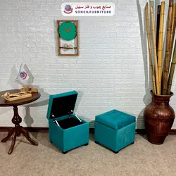 مبل پاف باکس مدرن مدل 1077 سهیل (باکس چوبی وسایل و لباس)