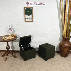 مبل پاف باکس مدرن مدل 1077 سهیل (باکس چوبی وسایل و لباس)