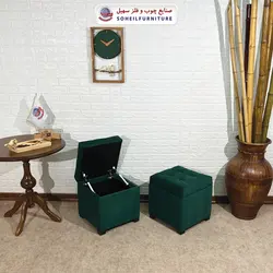 مبل پاف باکس مدرن مدل 1077 سهیل (باکس چوبی وسایل و لباس)