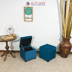 مبل پاف باکس مدرن مدل 1077 سهیل (باکس چوبی وسایل و لباس)