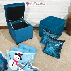مبل پاف باکس مدرن مدل 1077 سهیل (باکس چوبی وسایل و لباس)