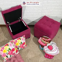 مبل پاف باکس مدرن مدل 1077 سهیل (باکس چوبی وسایل و لباس)