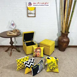مبل پاف باکس مدرن مدل 1077 سهیل (باکس چوبی وسایل و لباس)