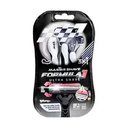 خودتراش 3 لبه 3 عددی سری فرمول 1 مشکی سفید مستر شیو