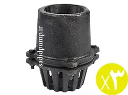 سوپاپ سه اینچ چدنی پمپ آب چهار پیچ صافی دار (سوپاپ مکش 9 سانت) (پک 3 عددی)