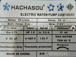پمپ آب 1 اینچ 1 اسب جتی هاچاسو CAM100/01 (ویکتوری) hachasou – victory