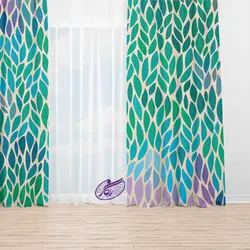 پرده مدرن طرح برگ سبز - فروشگاه رنگارشاپ