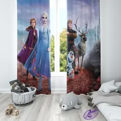 پرده کودک طرح السا و آنا - فروشگاه رنگارشاپ