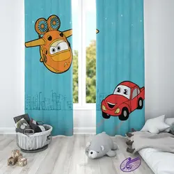 پرده کودک طرح مک کویین و هواپیما - فروشگاه رنگارشاپ