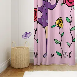 پرده کودک طرح بنفشه - فروشگاه رنگارشاپ