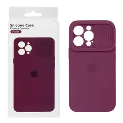 قاب سیلیکونی Silicone Case محافظ لنز کشویی iPhone 13 Promax-بنفش