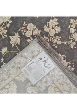 فرش ماشینی افرند 1200 شانه گل برجسته زمینه ذغالی متالیک کد 2264