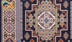 گلیم ماشینی افرند زمینه سرمه ای کد 9907