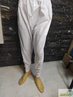 شلوار زنبورداری سفید پولک