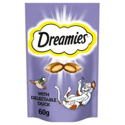 تشویقی گربه دریمیز با طعم اردک dreamies duck وزن 60 گرم