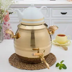 کتری قوری استیل شیردار توپی طلایی ریور