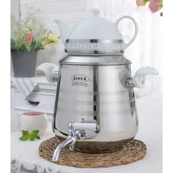 کتری قوری استیل شیردار هرمی نقره ای ریور