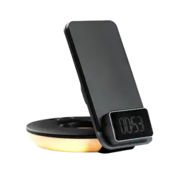 شارژر بی سیم رومیزی مدل s07+ لامپ شب خواب+ ساعت دیجیتال