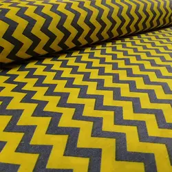 پارچه ملحفه طرح زیگزاگ 1811 زرد طوسی