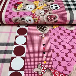 پارچه ملحفه طرح خرس دوقلو کد 170 - مترینوشاپ