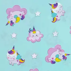 پارچه ملحفه عروسکی طرح یونیکورن کد 145 - مترینوشاپ