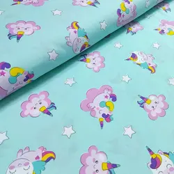 پارچه ملحفه عروسکی طرح یونیکورن کد 145 - مترینوشاپ