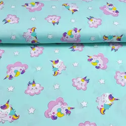 پارچه ملحفه عروسکی طرح یونیکورن کد 145 - مترینوشاپ