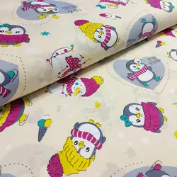 پارچه ملحفه عروسکی طرح پنگوئن کد 300 - مترینوشاپ