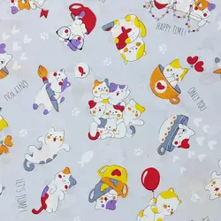 پارچه ملحفه عروسکی طرح پیشی کد 120 - مترینوشاپ