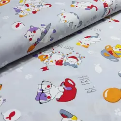 پارچه ملحفه عروسکی طرح پیشی کد 120 - مترینوشاپ