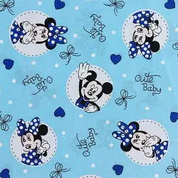 پارچه ملحفه طرح میکی موس کد 1419 آبی