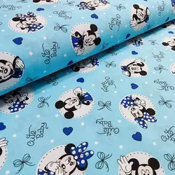 پارچه ملحفه طرح میکی موس کد 1419 آبی
