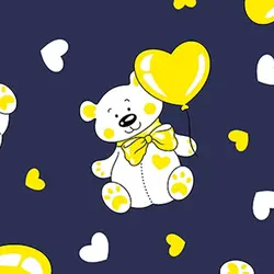 پارچه ملحفه طرح خرسی کد 1918 سرمه ای زرد